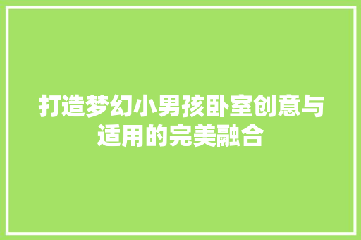 打造梦幻小男孩卧室创意与适用的完美融合