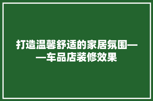 打造温馨舒适的家居氛围——车品店装修效果