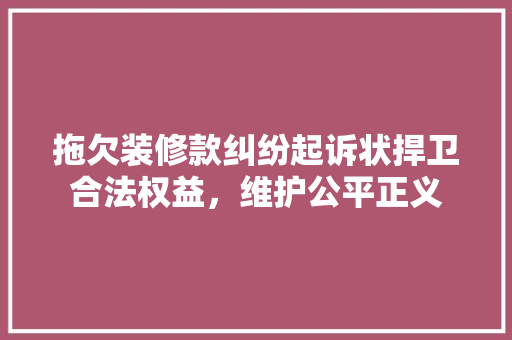 拖欠装修款纠纷起诉状捍卫合法权益，维护公平正义 设计原则