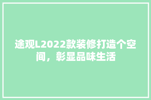 途观L2022款装修打造个空间，彰显品味生活