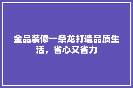 金品装修一条龙打造品质生活，省心又省力