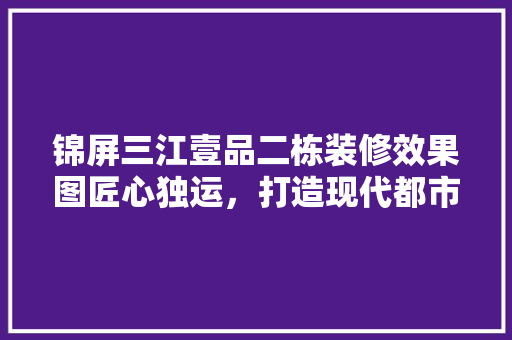 锦屏三江壹品二栋装修效果图匠心独运，打造现代都市家居典范