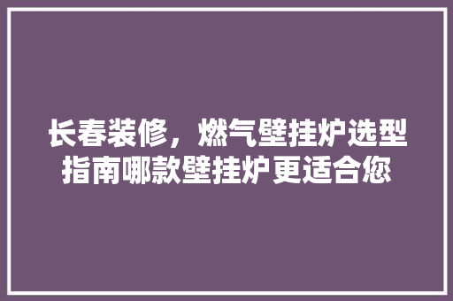 长春装修，燃气壁挂炉选型指南哪款壁挂炉更适合您