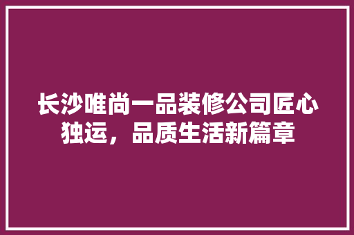 长沙唯尚一品装修公司匠心独运，品质生活新篇章 工艺流程