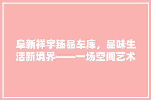 阜新祥宇臻品车库，品味生活新境界——一场空间艺术的盛宴