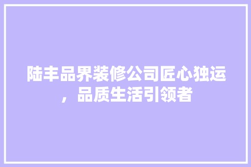 陆丰品界装修公司匠心独运，品质生活引领者