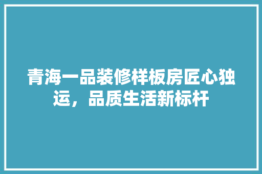 青海一品装修样板房匠心独运，品质生活新标杆 施工工艺