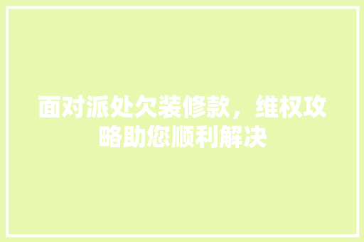 面对派处欠装修款，维权攻略助您顺利解决