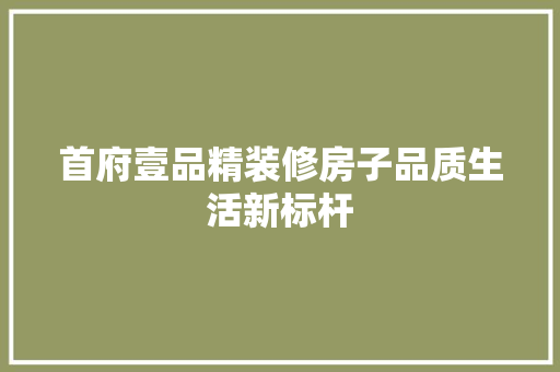 首府壹品精装修房子品质生活新标杆
