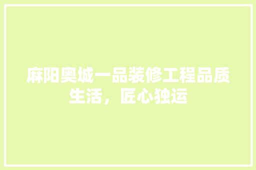 麻阳奥城一品装修工程品质生活，匠心独运