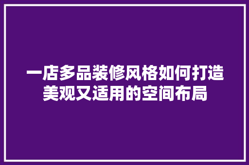 一店多品装修风格如何打造美观又适用的空间布局 材料设备
