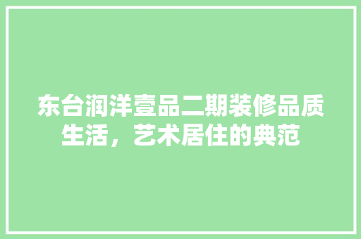 东台润洋壹品二期装修品质生活，艺术居住的典范