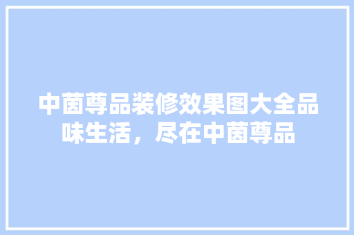 中茵尊品装修效果图大全品味生活，尽在中茵尊品