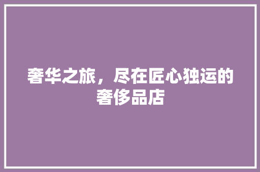 奢华之旅，尽在匠心独运的奢侈品店