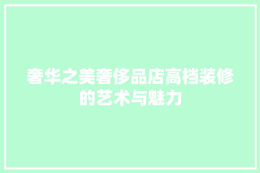 奢华之美奢侈品店高档装修的艺术与魅力