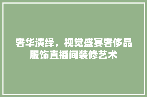 奢华演绎，视觉盛宴奢侈品服饰直播间装修艺术