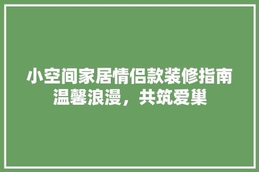 小空间家居情侣款装修指南温馨浪漫，共筑爱巢