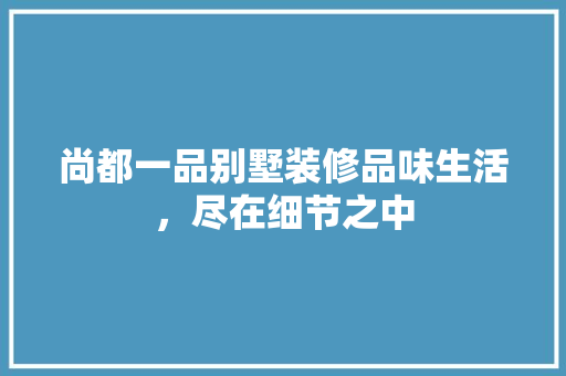 尚都一品别墅装修品味生活，尽在细节之中