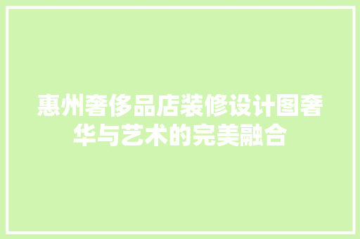 惠州奢侈品店装修设计图奢华与艺术的完美融合