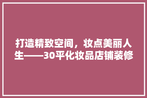 打造精致空间，妆点美丽人生——30平化妆品店铺装修攻略