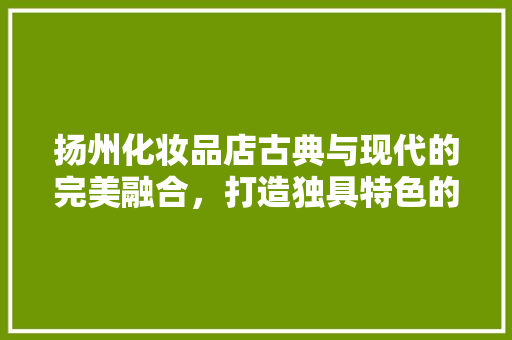 扬州化妆品店古典与现代的完美融合，打造独具特色的购物空间
