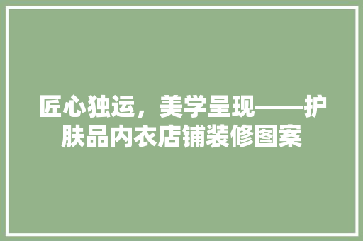 匠心独运，美学呈现——护肤品内衣店铺装修图案