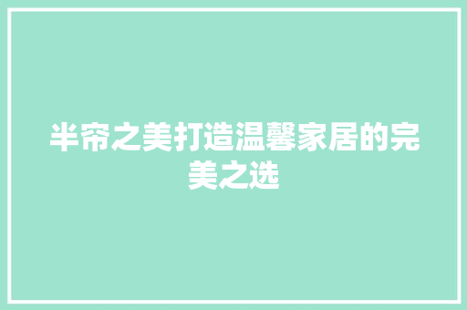 半帘之美打造温馨家居的完美之选