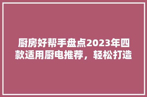 厨房好帮手盘点2023年四款适用厨电推荐，轻松打造美味生活！