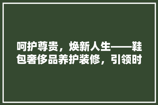呵护尊贵，焕新人生——鞋包奢侈品养护装修，引领时尚潮流