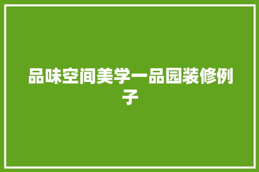品味空间美学一品园装修例子