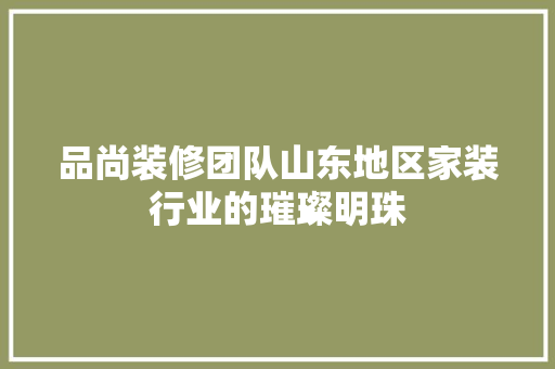 品尚装修团队山东地区家装行业的璀璨明珠