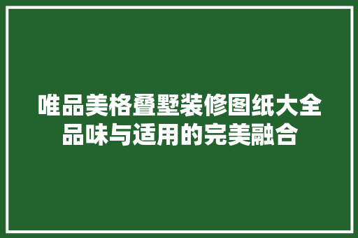 唯品美格叠墅装修图纸大全品味与适用的完美融合