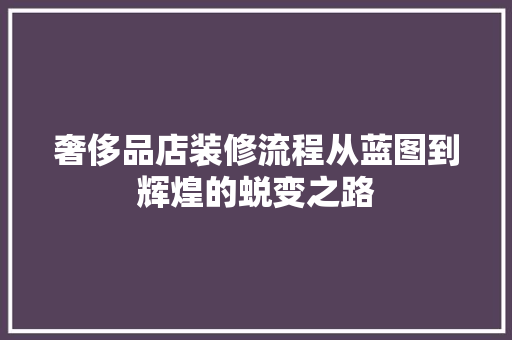 奢侈品店装修流程从蓝图到辉煌的蜕变之路