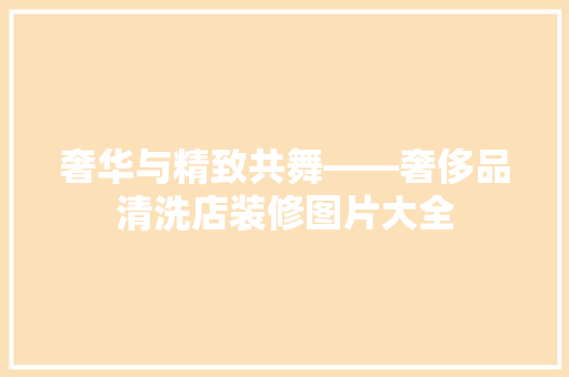 奢华与精致共舞——奢侈品清洗店装修图片大全