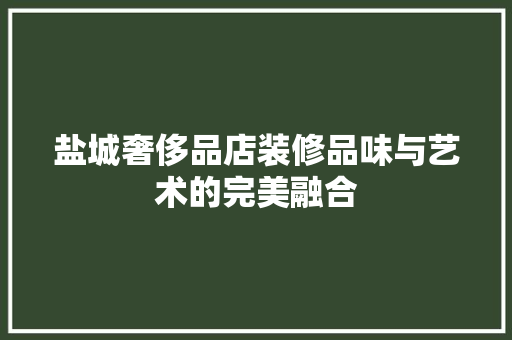 盐城奢侈品店装修品味与艺术的完美融合
