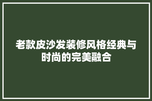 老款皮沙发装修风格经典与时尚的完美融合