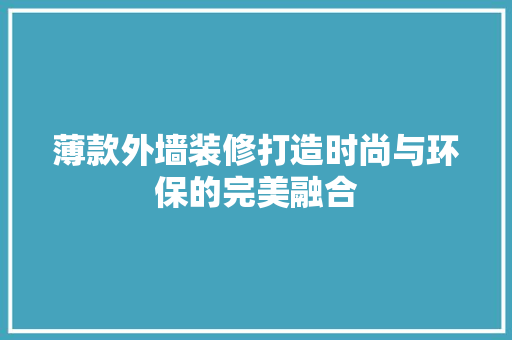 薄款外墙装修打造时尚与环保的完美融合