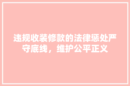 违规收装修款的法律惩处严守底线，维护公平正义