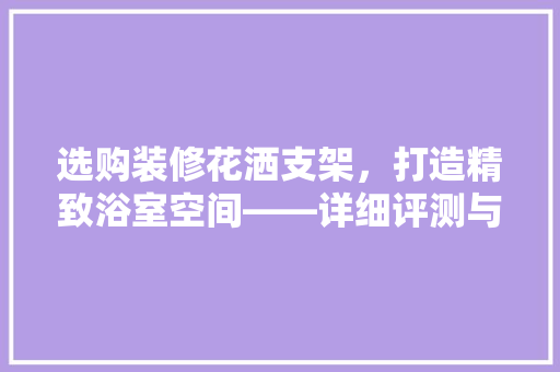 选购装修花洒支架，打造精致浴室空间——详细评测与推荐