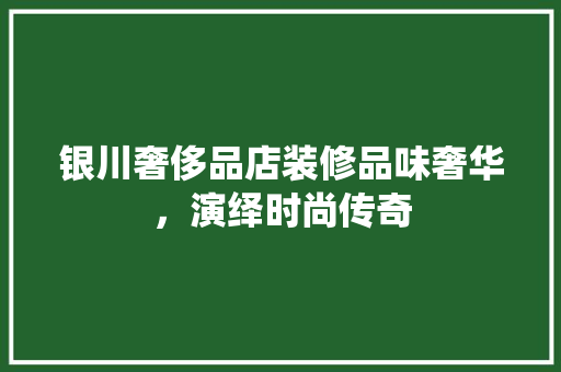 银川奢侈品店装修品味奢华，演绎时尚传奇