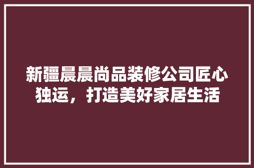 新疆晨晨尚品装修公司匠心独运，打造美好家居生活