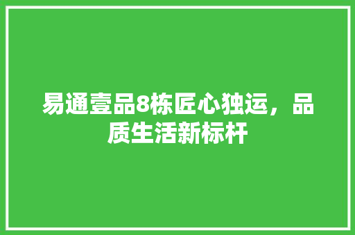 易通壹品8栋匠心独运，品质生活新标杆