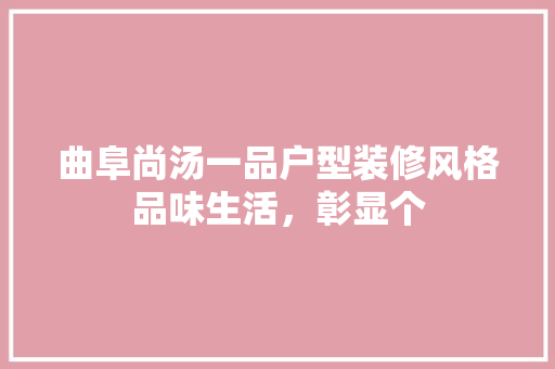 曲阜尚汤一品户型装修风格品味生活，彰显个
