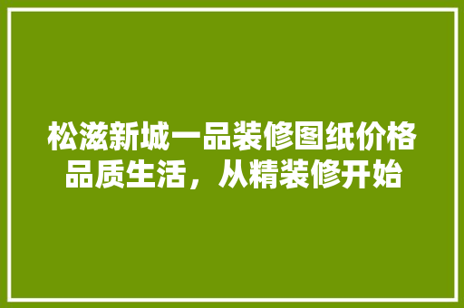 松滋新城一品装修图纸价格品质生活，从精装修开始