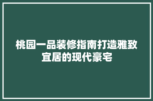 桃园一品装修指南打造雅致宜居的现代豪宅