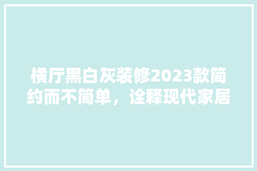 横厅黑白灰装修2023款简约而不简单，诠释现代家居美学