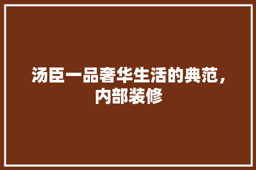 汤臣一品奢华生活的典范，内部装修