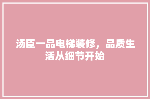 汤臣一品电梯装修，品质生活从细节开始