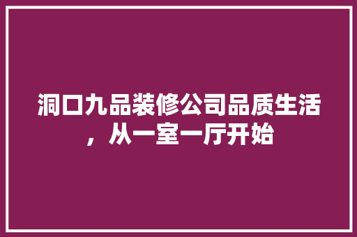 洞口九品装修公司品质生活，从一室一厅开始