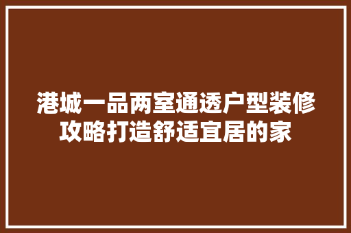 港城一品两室通透户型装修攻略打造舒适宜居的家